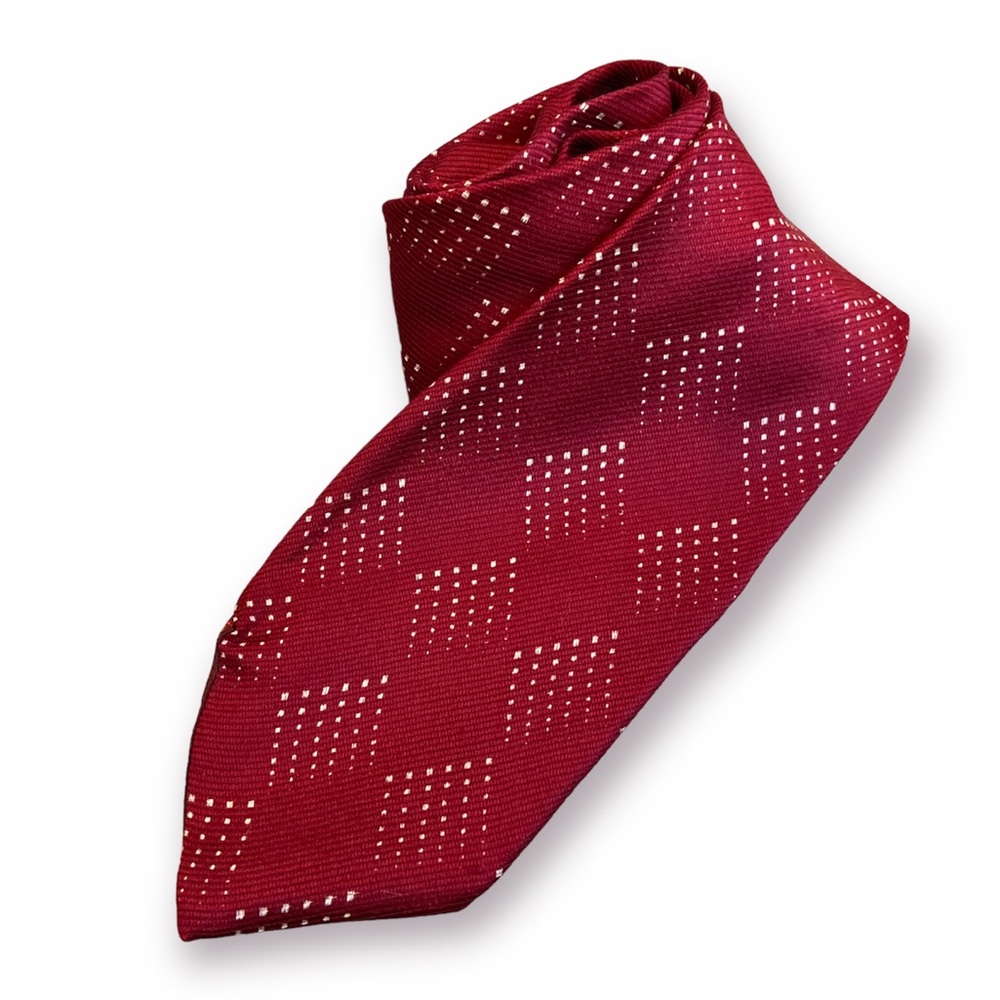GIORGIO ARMANI Red Silk Necktie Diamond Pattern